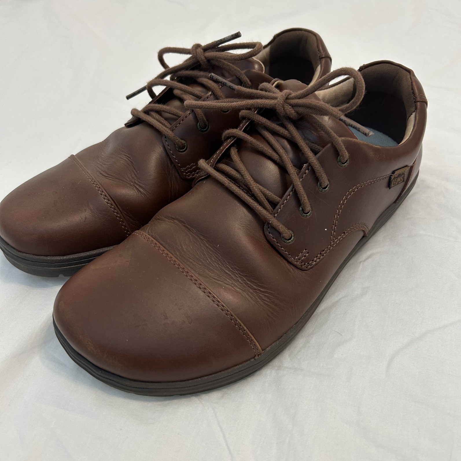 Lems Nine2Five Shoes Men’s 10.5 Brown Mocha Leather Oxford Barefoot Shoe