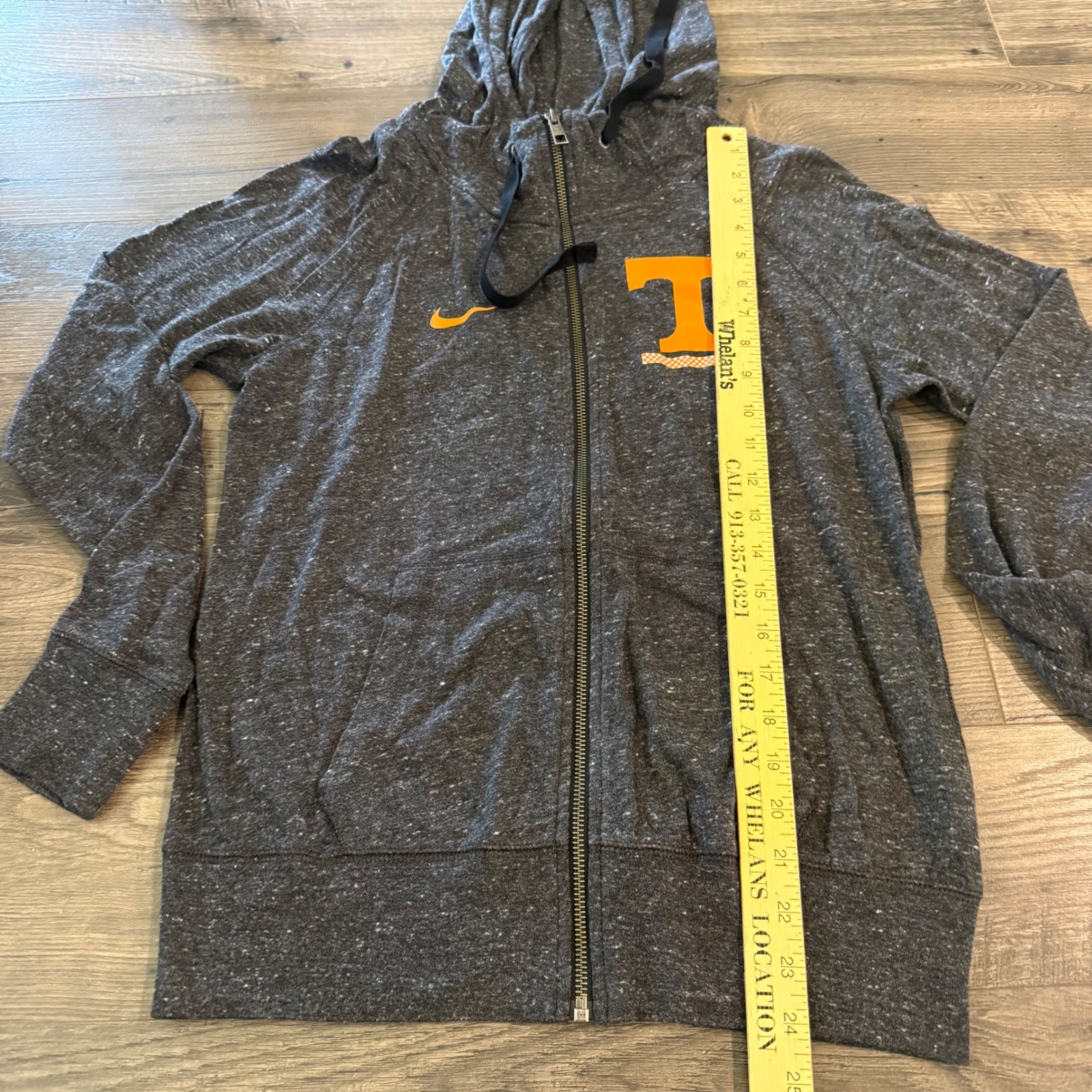 Nike Tennessee Volunteers Full Zip Hoodie Charcoal Grey Orange T Logo Small