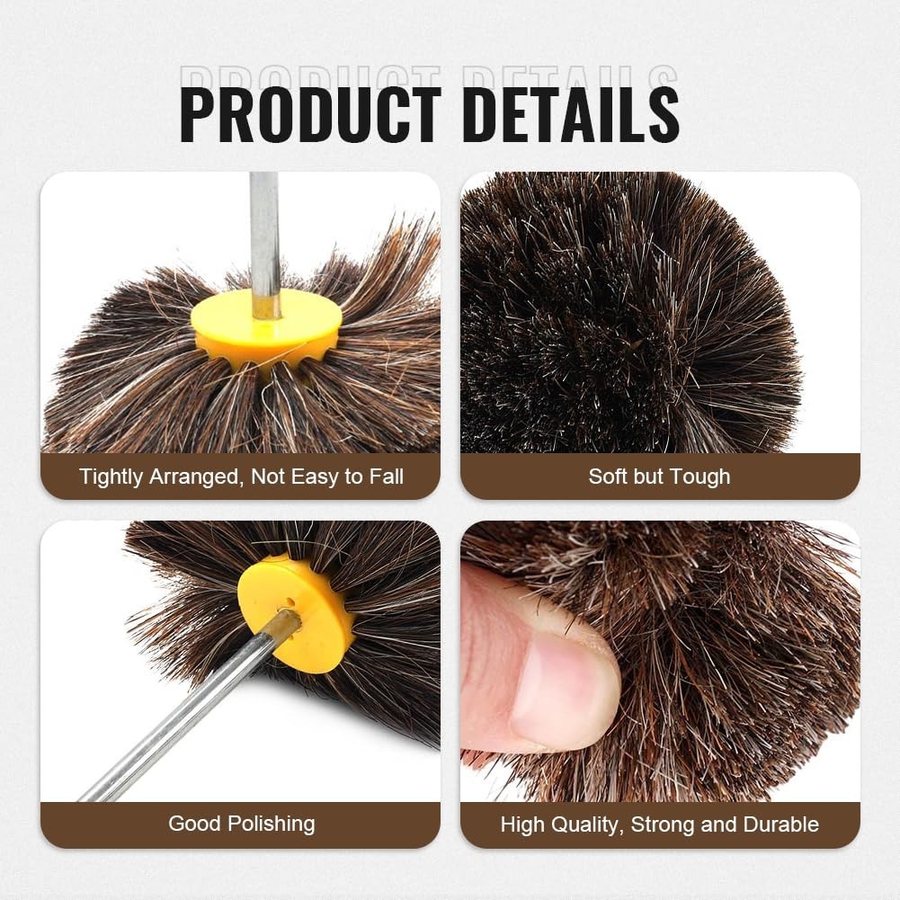 Horsehair Polishing Wheel Brush for Surface Buffing Grinding Drum Buffer 4 In…