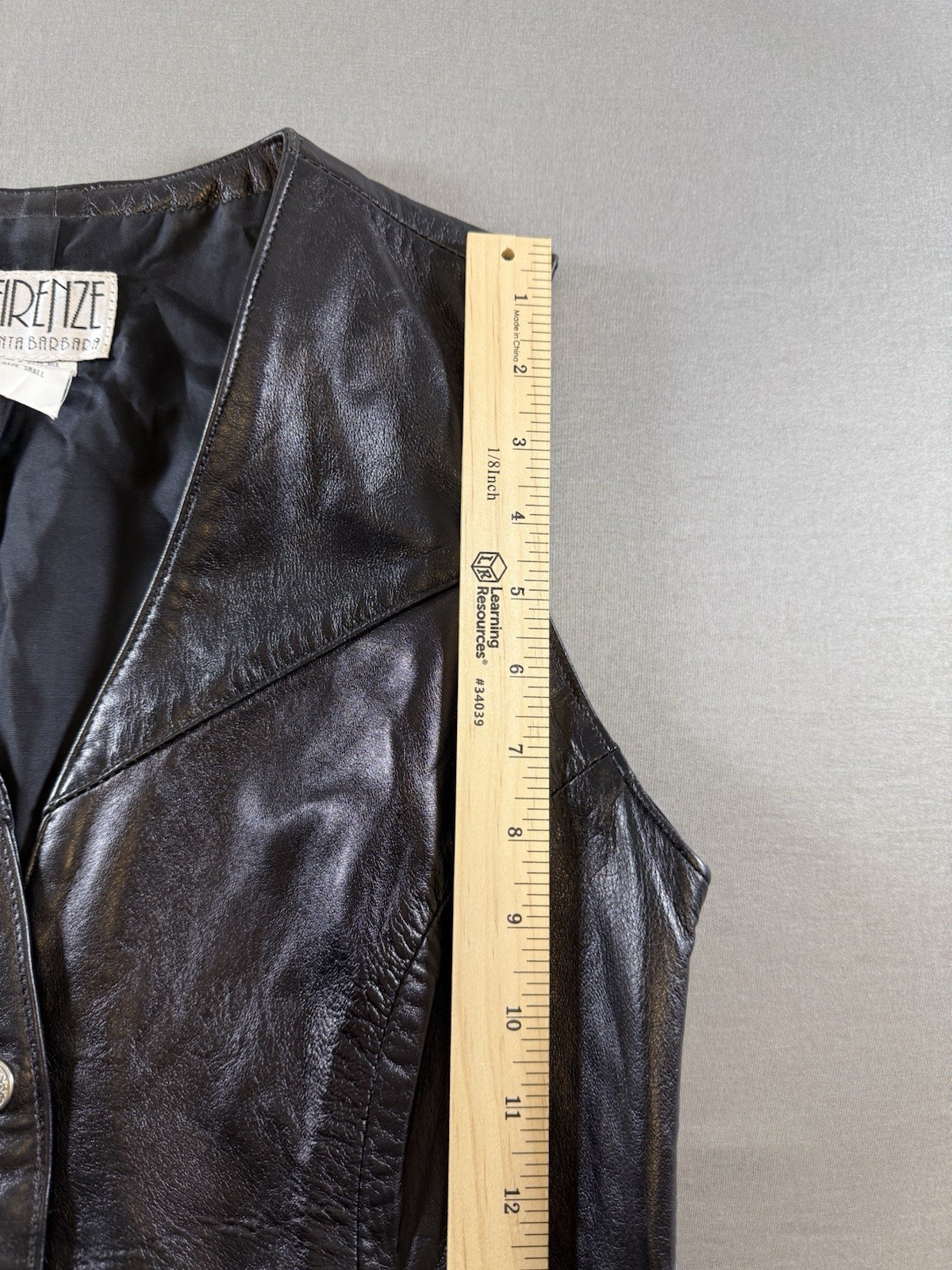 VTG 80s 90s Firenze Santa Barbara Black Leather Vest Moto Goth USA Small