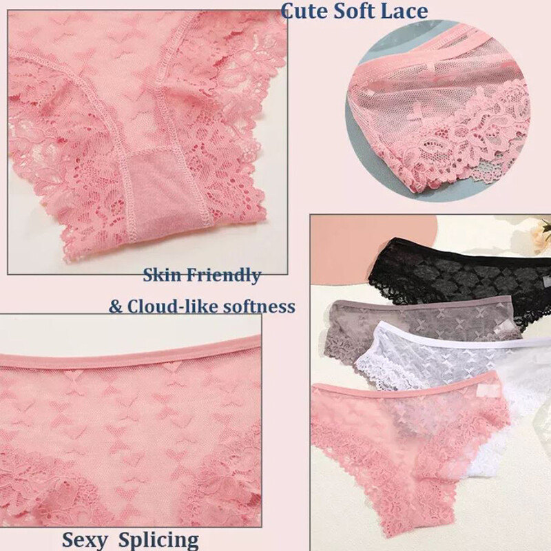 Pack Of 4 Sexy Womens See Through Sheer Panties Brief Lingeries Ladies Underwear