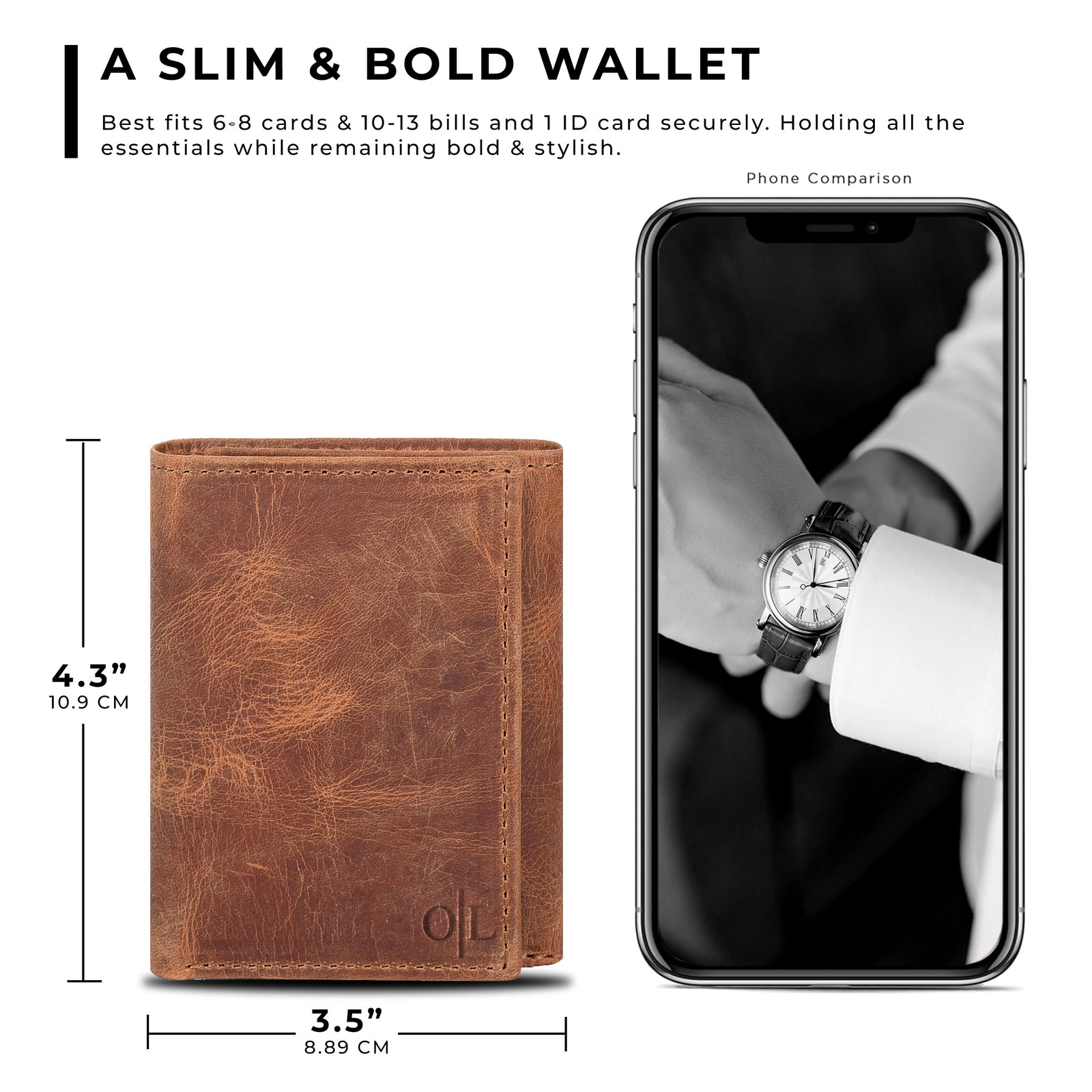 Tri fold Leather Wallet for Men with RFID | Slim Wallets for Men with 1 ID an…