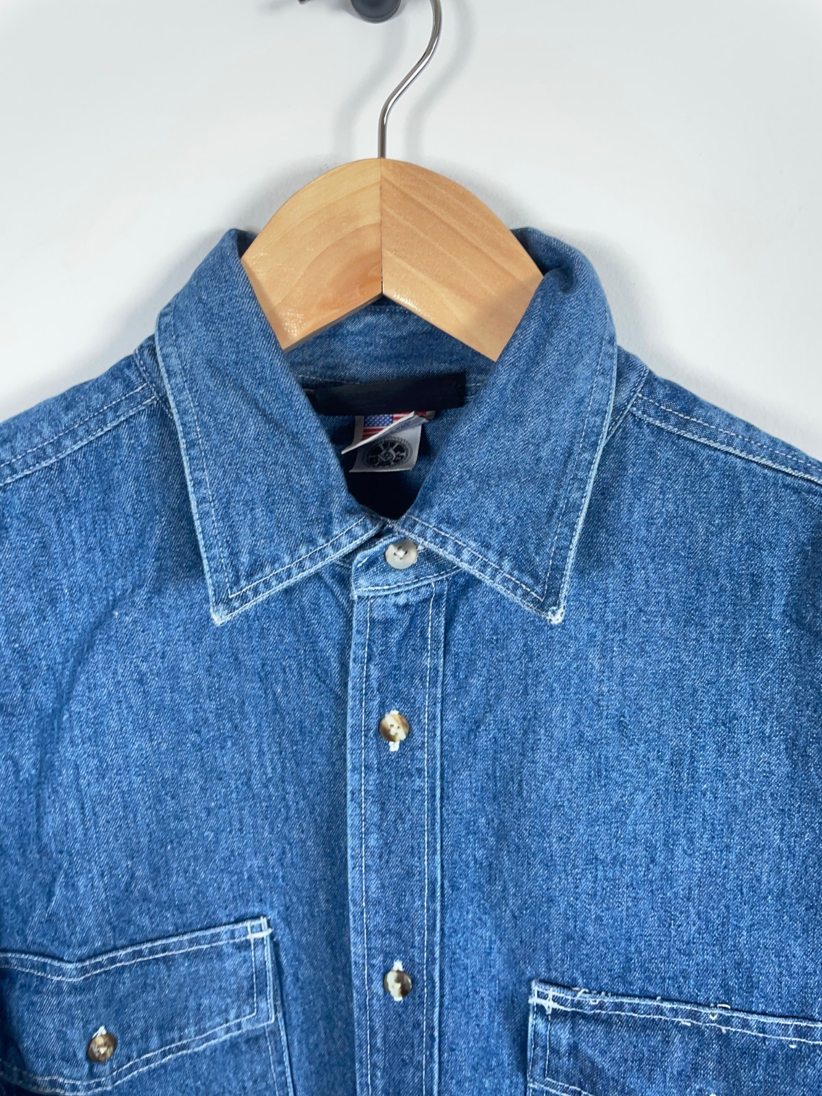 Heavyweight Embossed Denim Shirt Men’s Large Blue American Flag Eagle Union Made