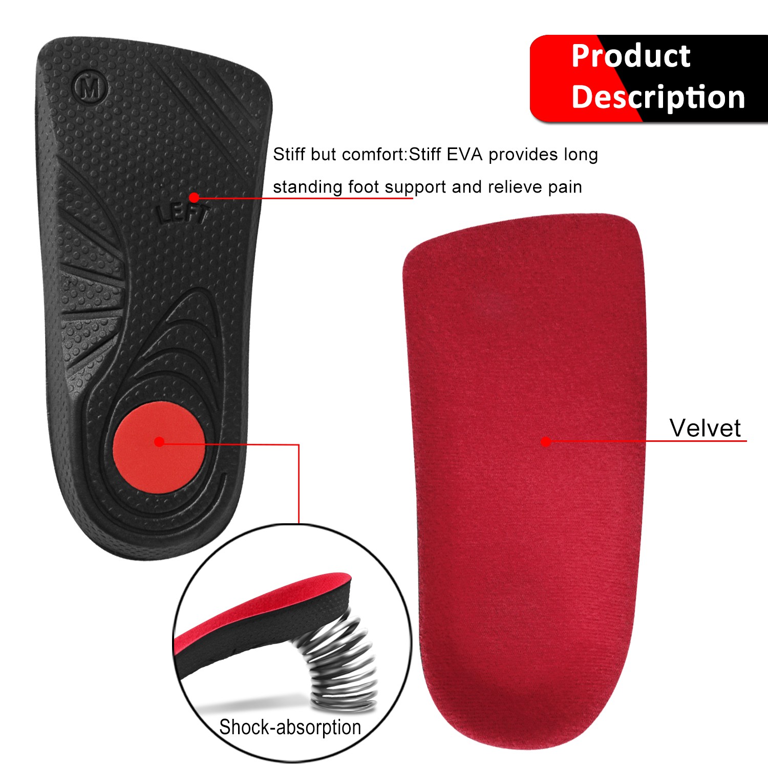 Orthotic Shoe Insoles Inserts Flat Feet High Arch Support Plantar Fasciitis