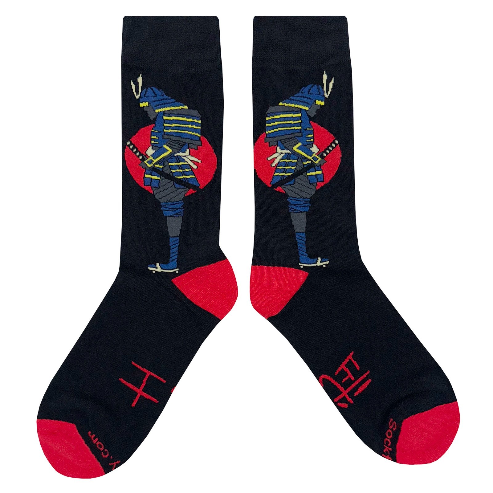 NWT Samurai Dress Socks Novelty Men 8-12 Black Crazy Fun Sockfly