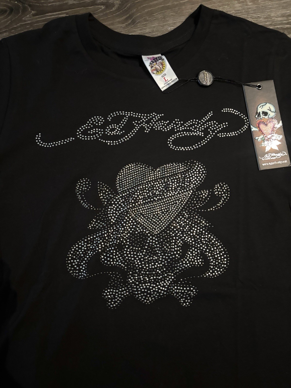 Ed Hardy By Christian Audigier Rhinestone Heart Tee