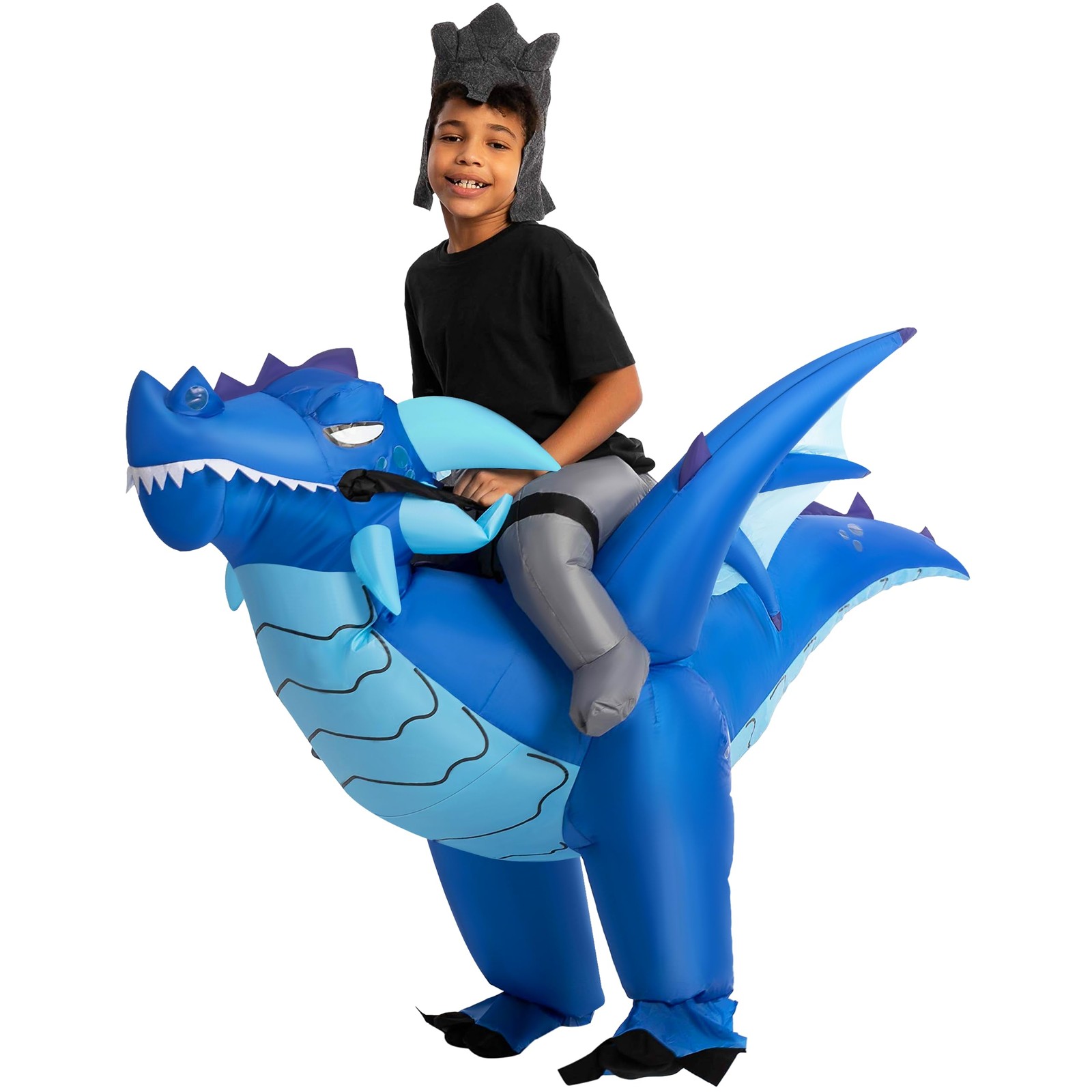 Inflatable Costume for Kids, Ride on Ice Dragon Inflatable with Hat, Cool Rid