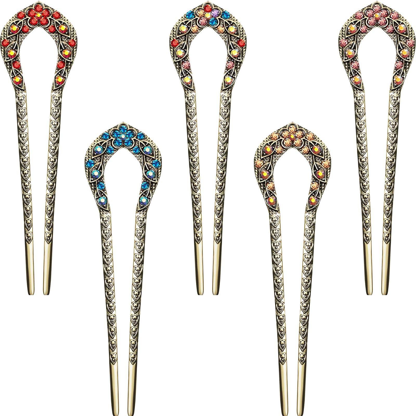 5 Pcs Vintage Hair Fork French Hair Pin for Buns Metal Chignon Pin Chopsticks…