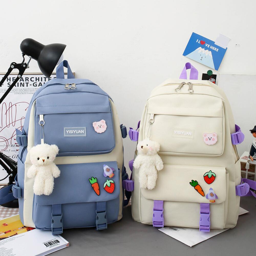 5pcs Backpack Set for School Teens Girls Daypack Cute Trendy Large Shoulder Bag