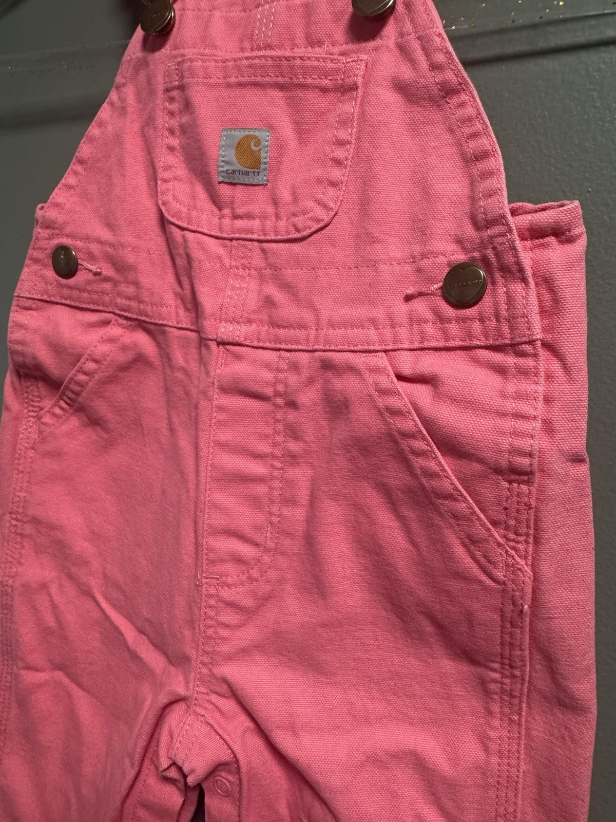 Carhartt Girls Bright Pink 100% Cotton Overalls Size 9M