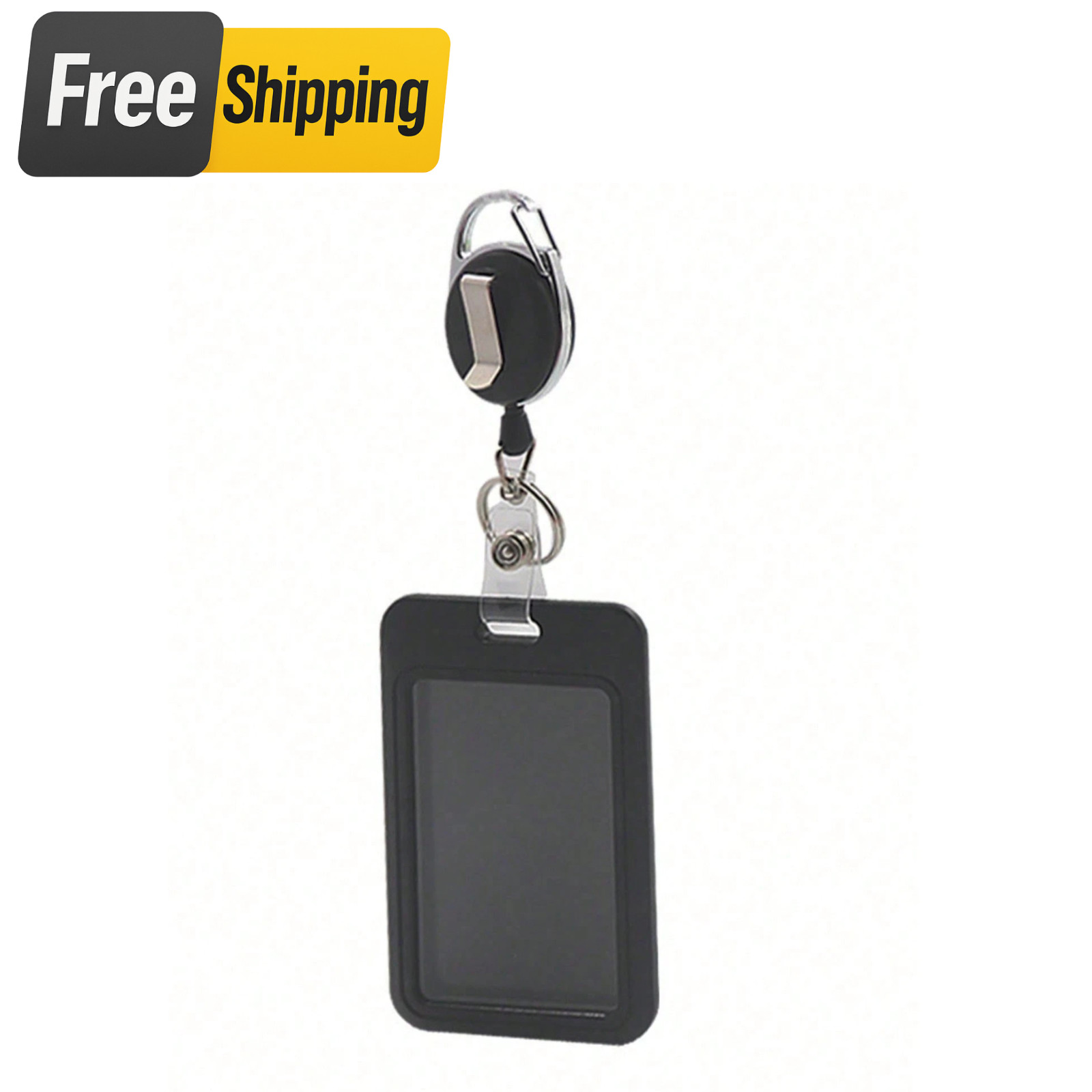 ID Card Holder Retractable Badge Reel Vertical Case Heavy Duty With Belt Clip US