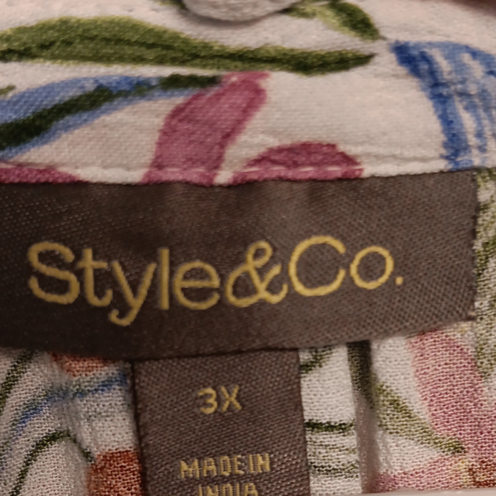 Style & Co. Multicolor Floral Long Sleeve Button Front Blouse Plus 3X