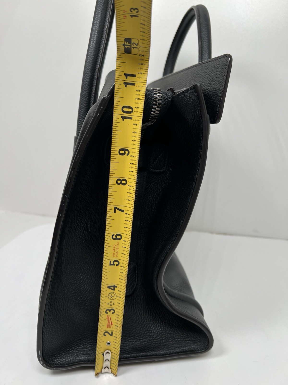 Authentic Celine Nano Luggage Tote in Black Leather with Gold Hardware