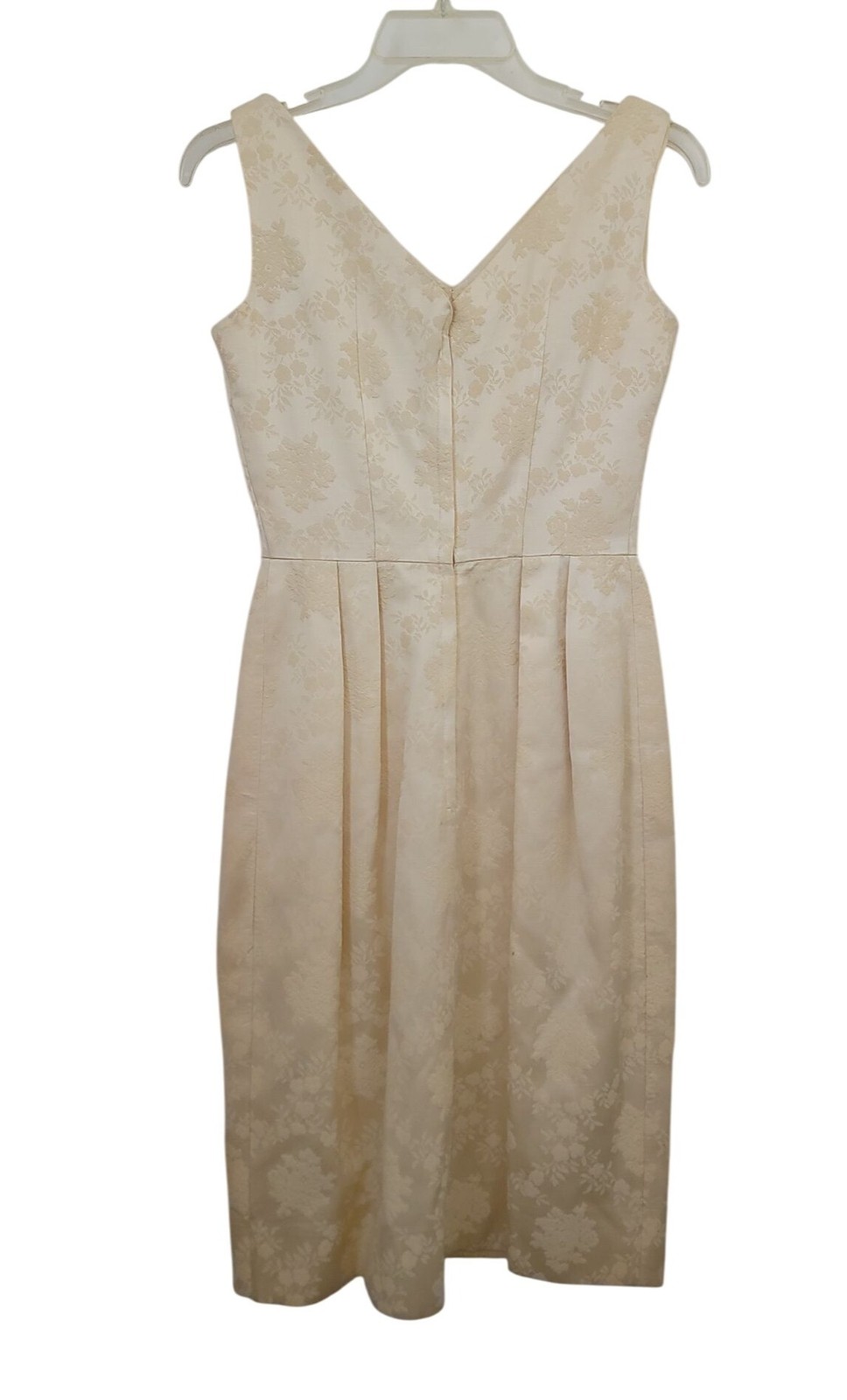 Vintage 50s/60s Ivory Brocade Floral Jacquard Dress & Cropped Jacket Set S/M
