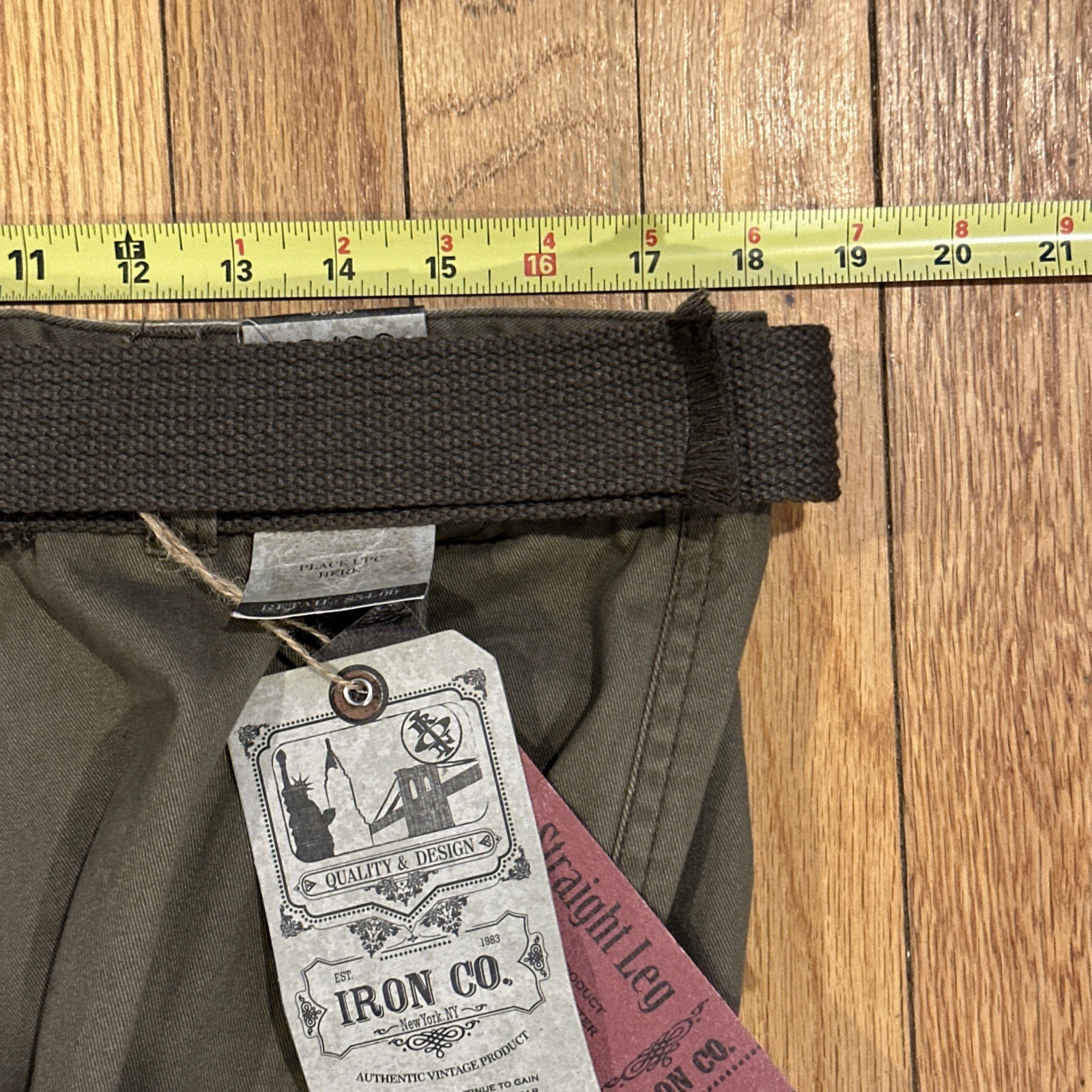 Iron Co Men’s Cargo Pants W/Belt Straight Leg Standard Fit 36×30 Olive Green NWT
