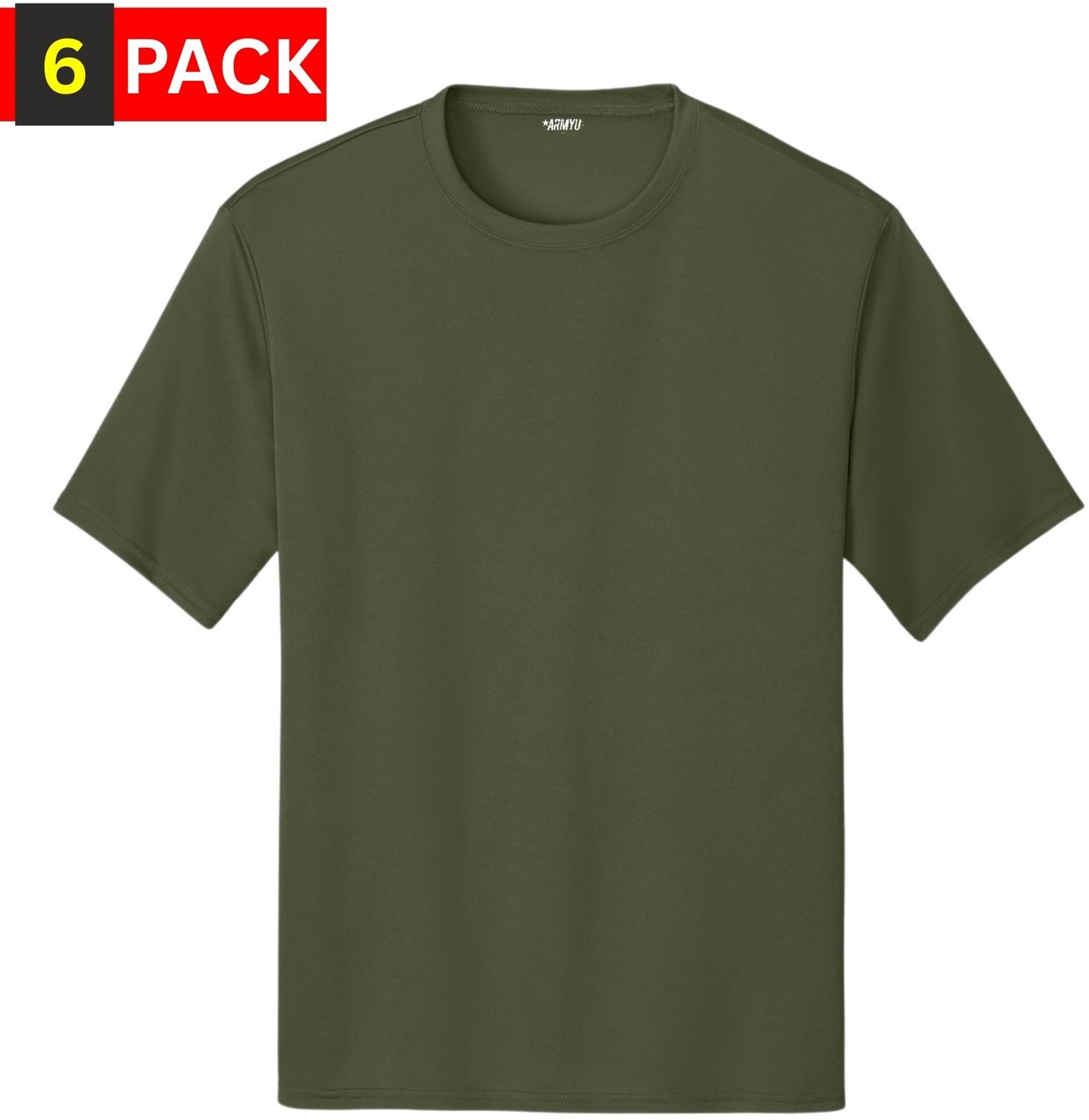 Solid Performance Military T-Shirts 100% Polyester Moisture Wicking Tee, 6-Pack