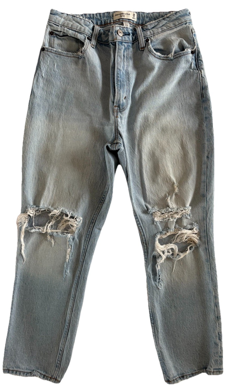 Abercrombie & Fitch Sz 28 6S The Mom High Rise Curve Love Distressed Jeans