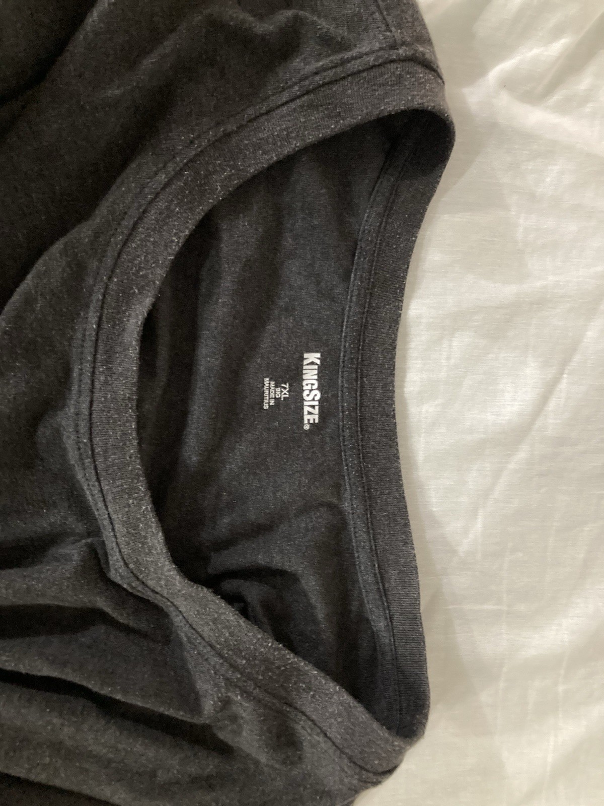 men’s 7xl big Kingsize crewneck s sleeve pocket tee shirt Heather Charcoal Grey