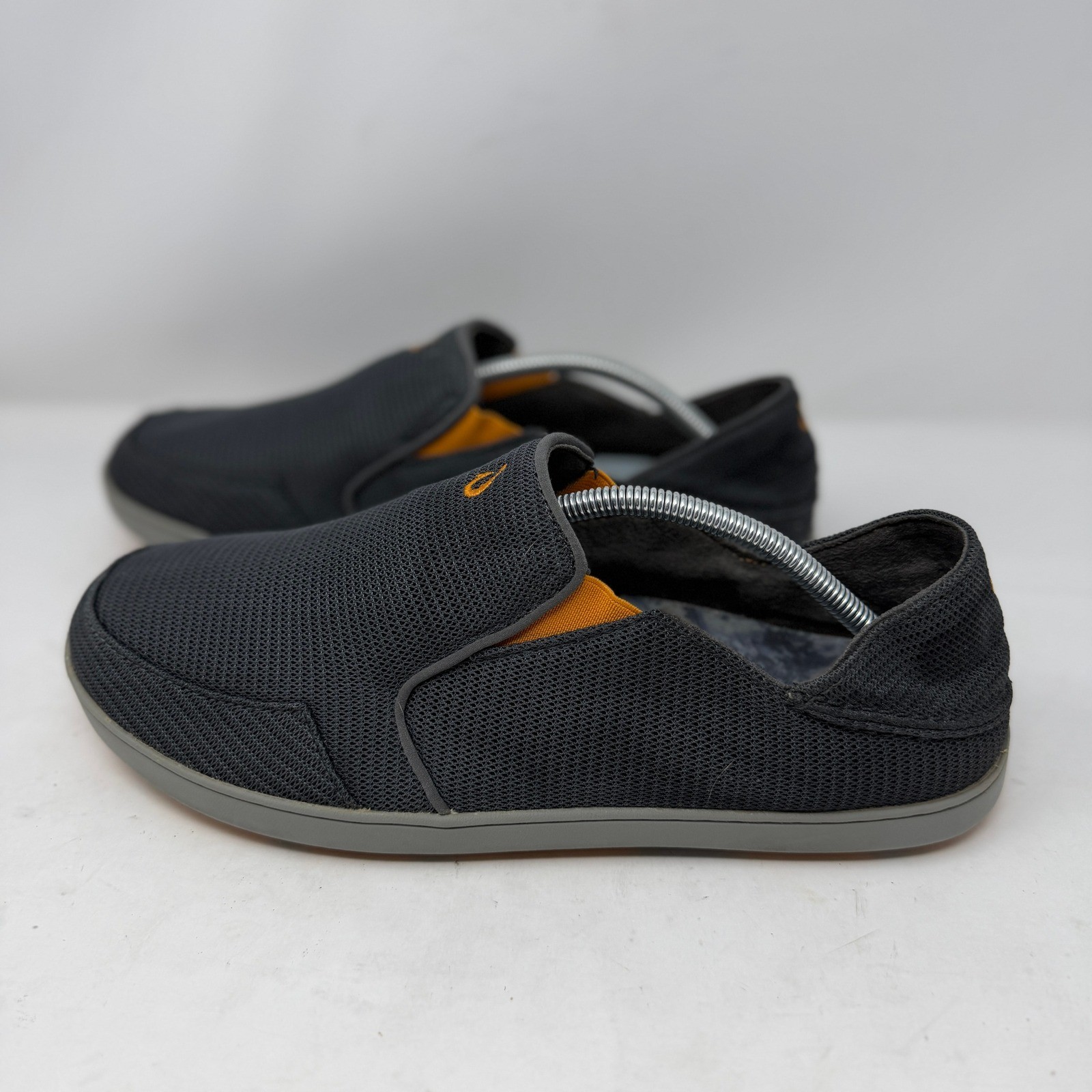OluKai Nohea Mesh Mens Slip On Shoes Charcoal Grey Orange Loafers