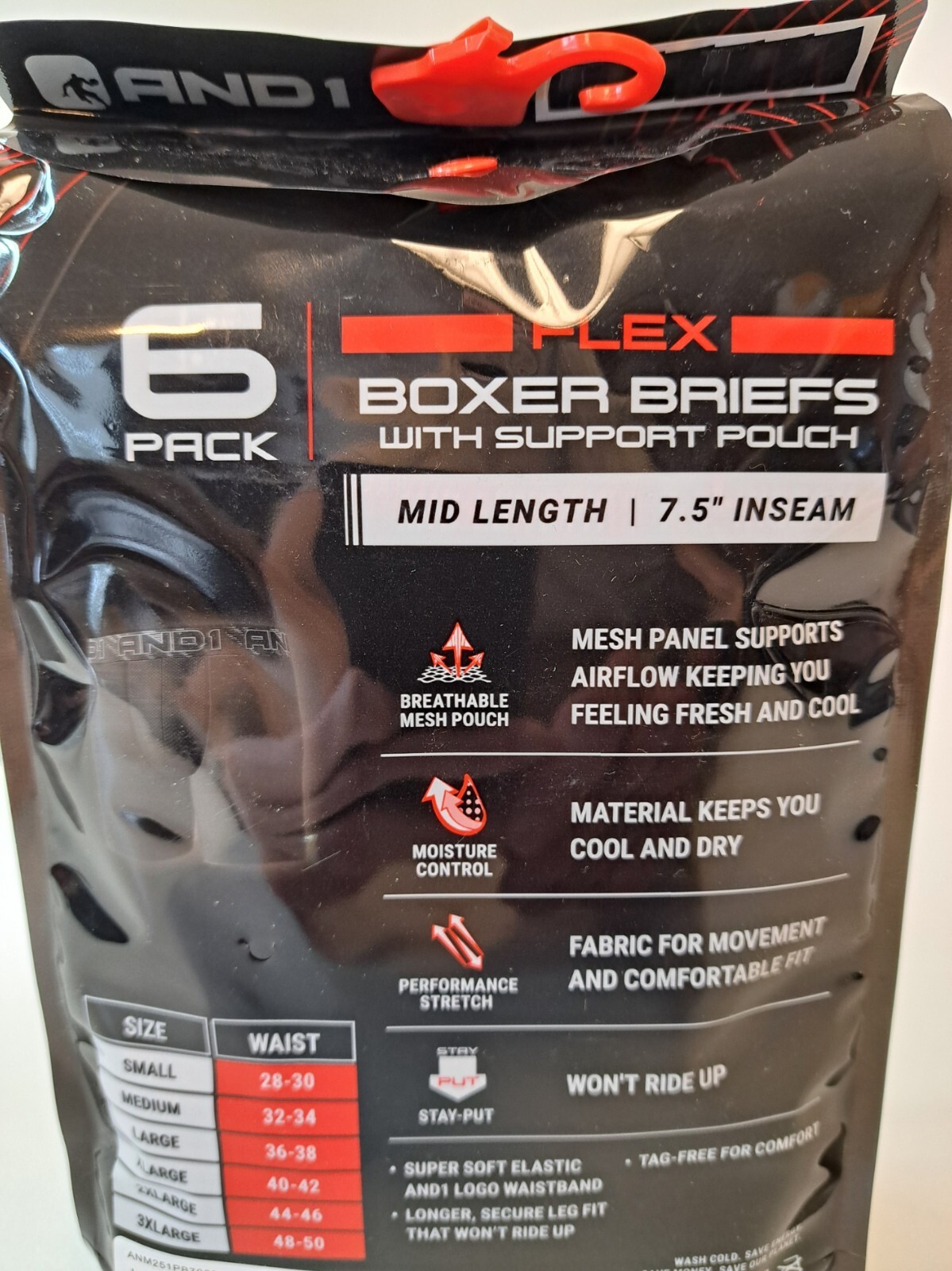 Choose Size 6-Pack And1 Underwear Mid Length 7.5″ Inseam Boxer Briefs Athletic