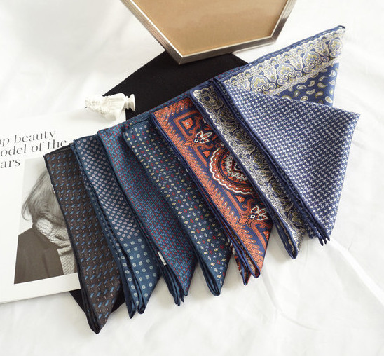 100% twill Silk 20″ Square Scarf Women man neckerchief Wrap dot blue navy