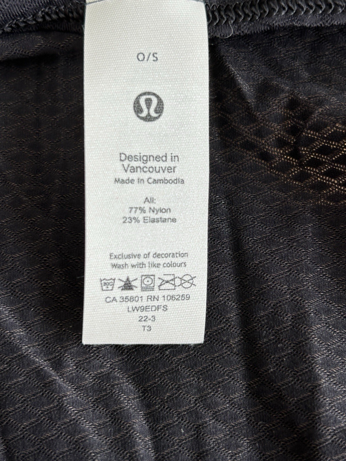 lululemon Black Unisex Scarf Head Wrap Nylon/Elastane approx. 65”x28”