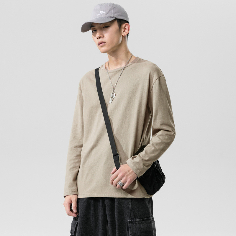 New Men’s Solid Color T-shirt Pure Cotton Top Inside A Student Leggings