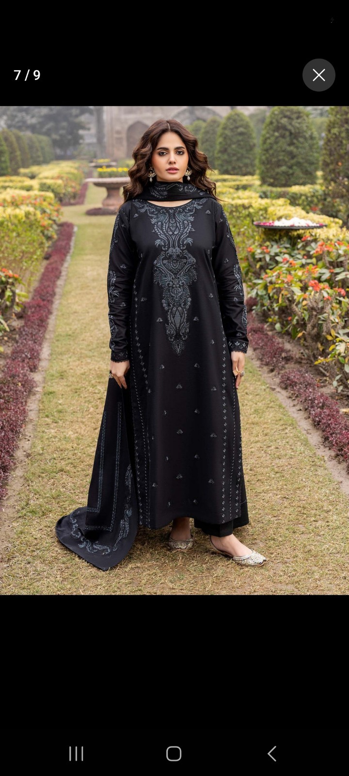Zarqun 2588-C Black Khaddar Kurtas/Kurti Set for Women S, Kurta Trouser Dupatta