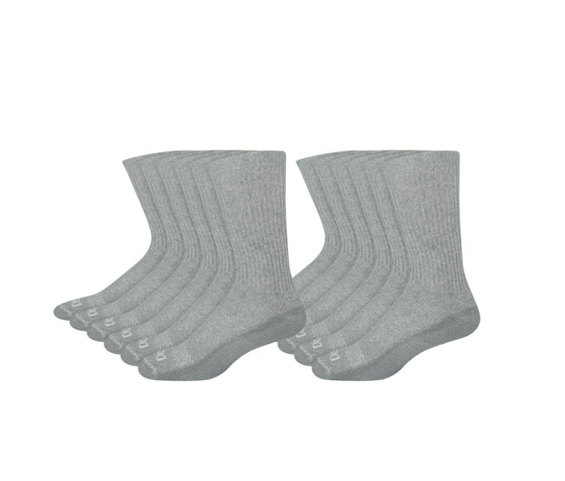 Genuine Dickies Men’s Value Work Crew Sock, 12 Pack Lt Grey Size 6-12