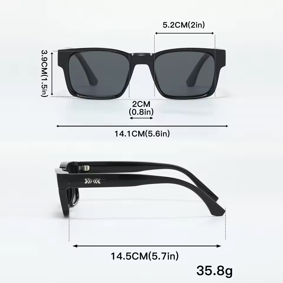 Polarized Square Sunglasses Men UV400 Unisex Metal Core Frame Outdoor Driving Fi