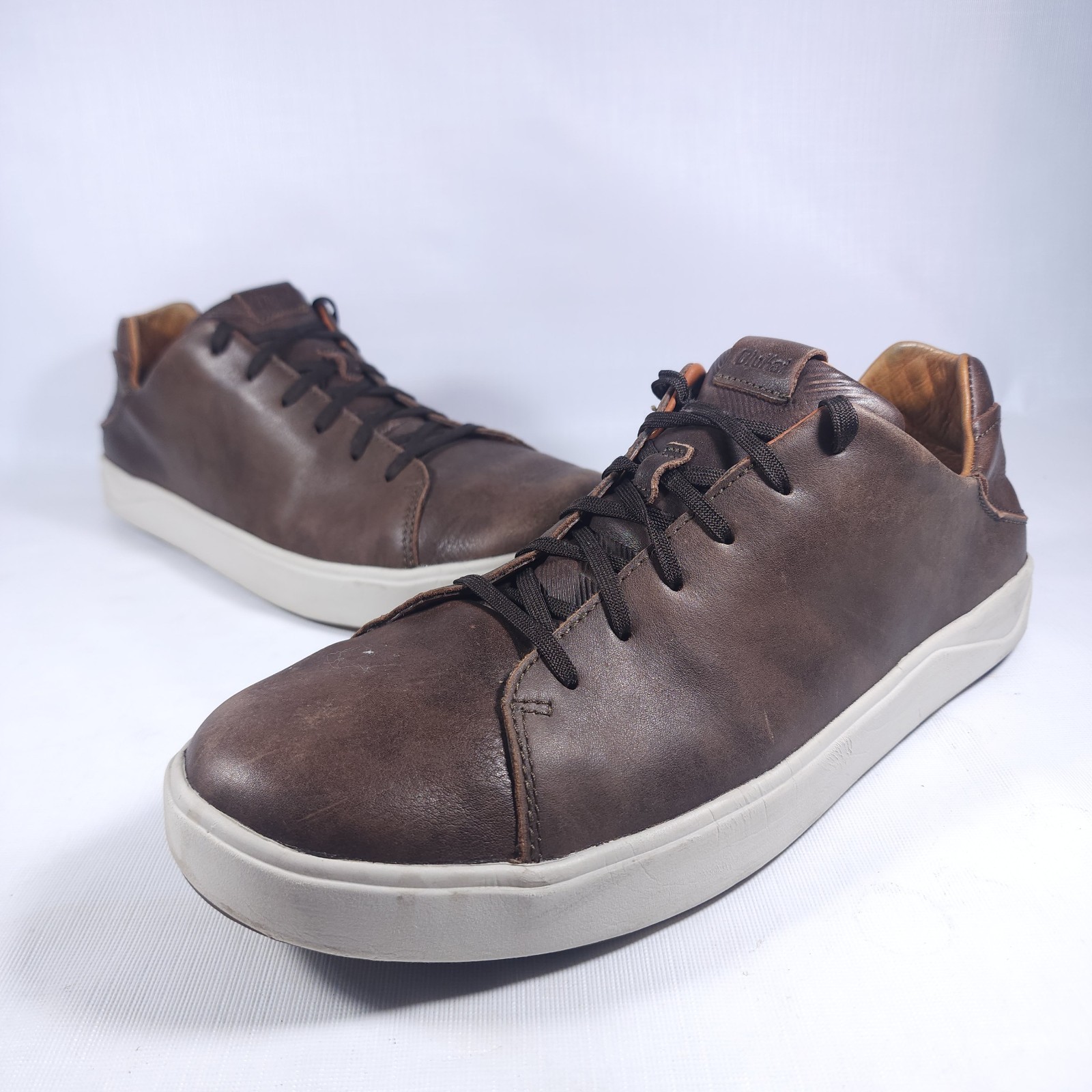 💥 OluKai Lae’ahi Li ‘Ili Leather Sneakers Brown Casual Shoes US Mens 13 EU 46