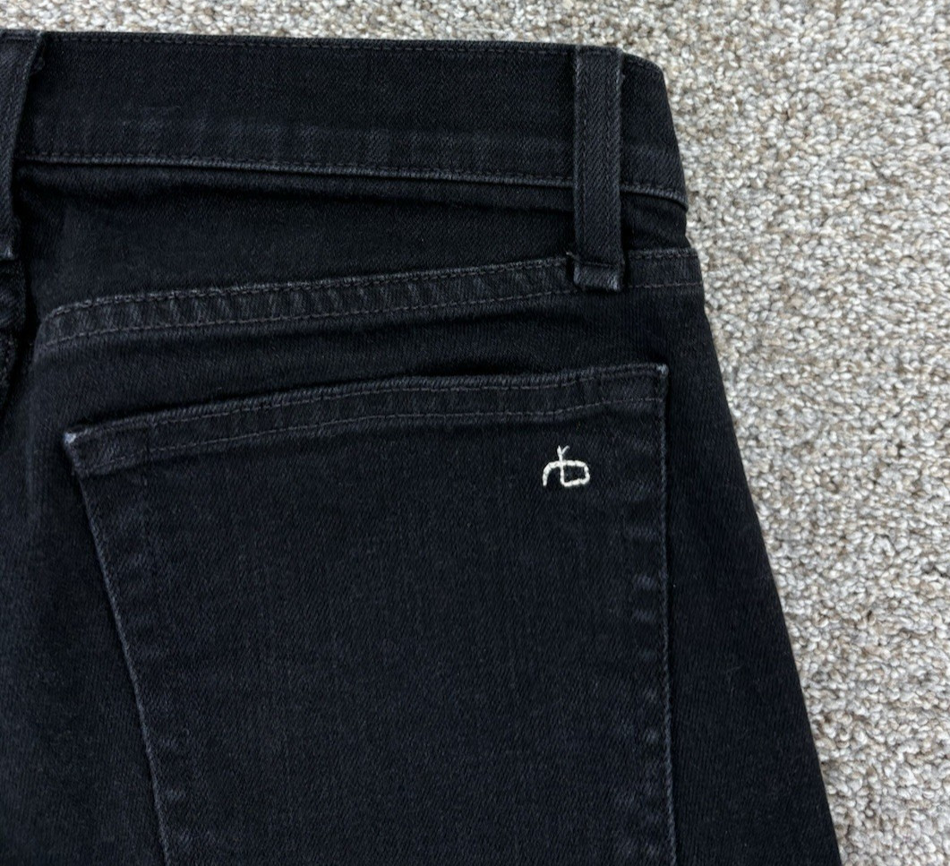 Rag & Bone Fit 1 Skinny Leg Denim Jeans Mens Size 30×28 Black Button Fly Raw Hem