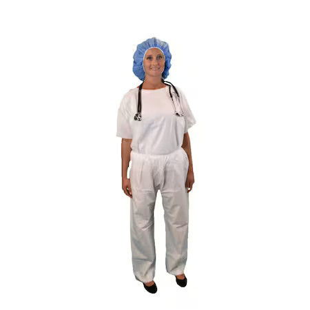Pant, Microporous, Serged, White, Pant-Kg-S
