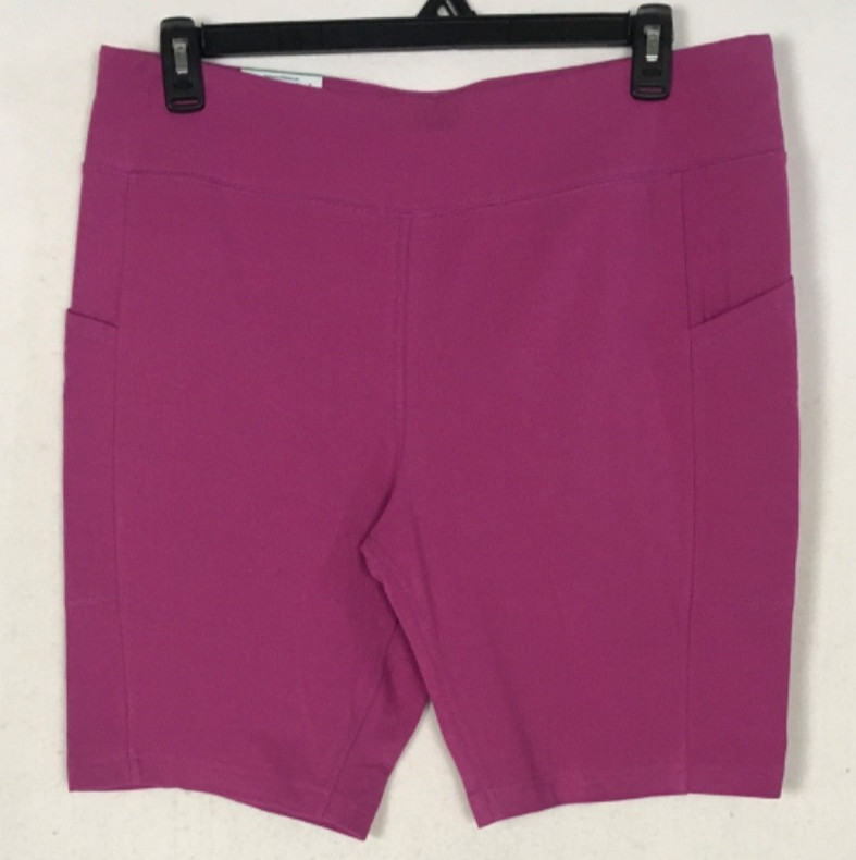 Terra and Sky Bike Shorts Women Size 1X Pink High Rise Pockets 9 in Inseam New