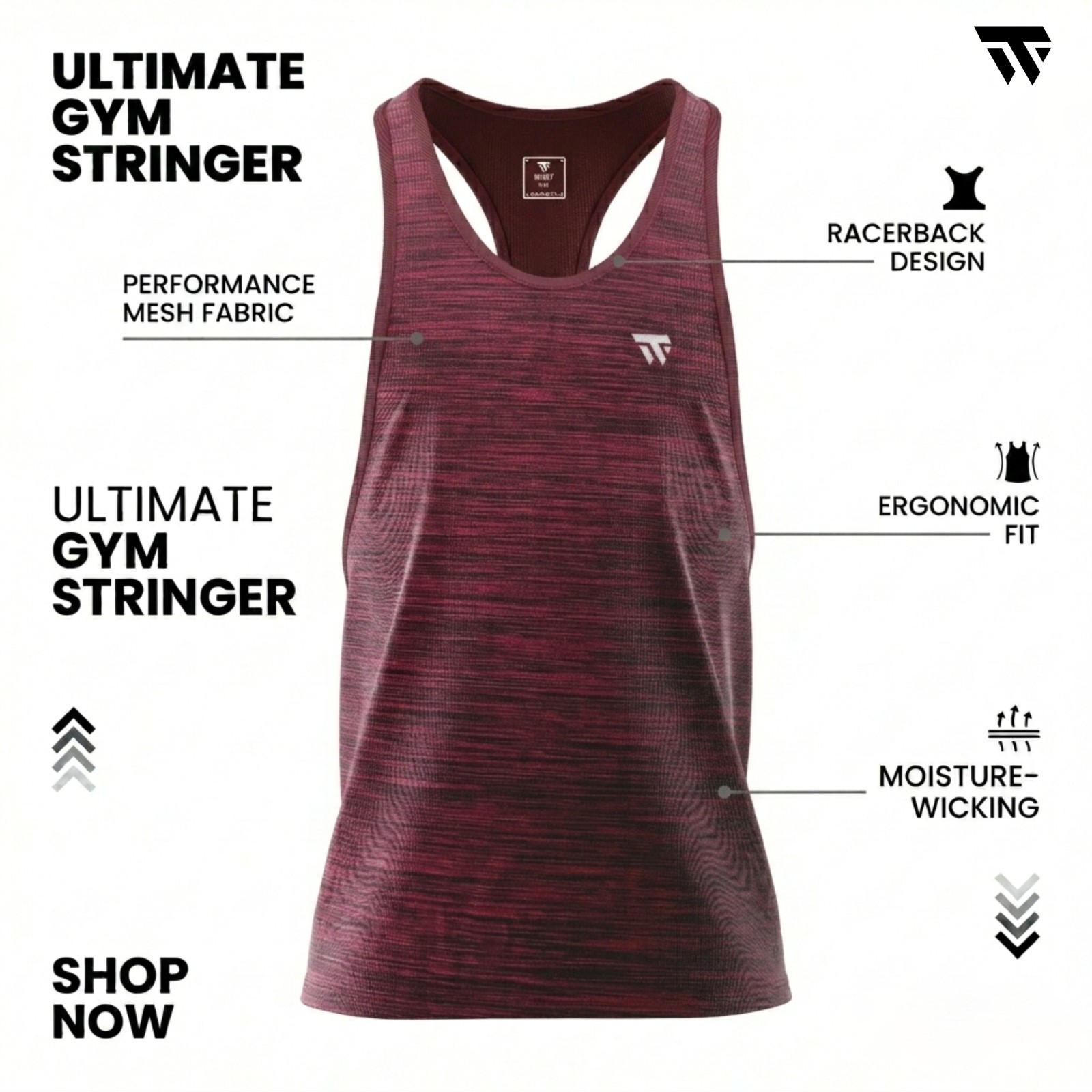 Men’s Gym Stringer Vest Tank Top Bodybuilding Muscle Workout Training Maroon
