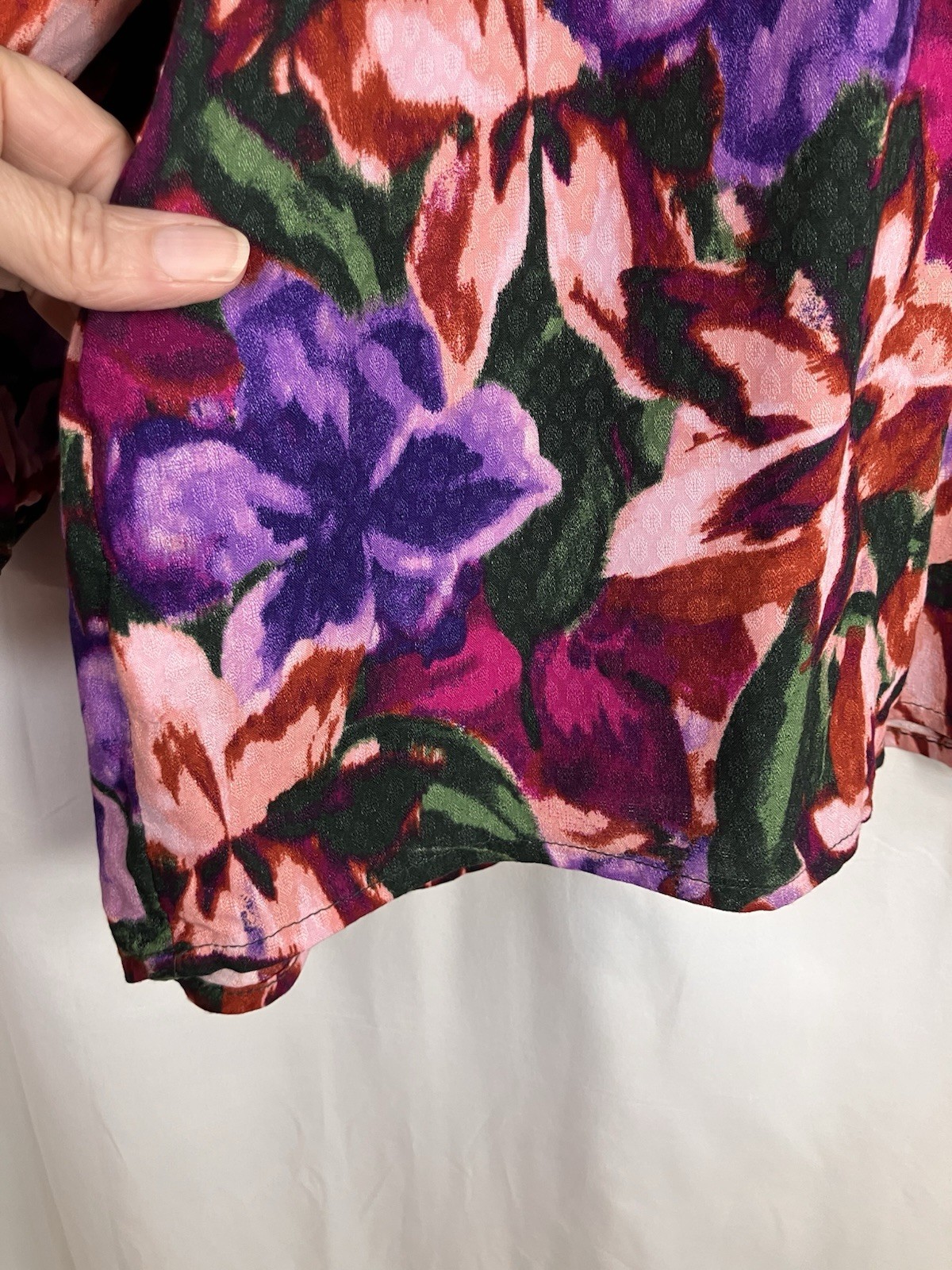 Terra & Sky 4X NWT Green Purple Pink LS Tunic Top Embroidered Boho Artsy