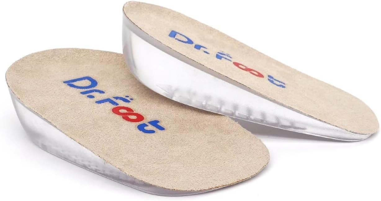 Dr.Foot Height Increase Insoles – Discreet Gel Heel Lift Inserts (1″ Height)