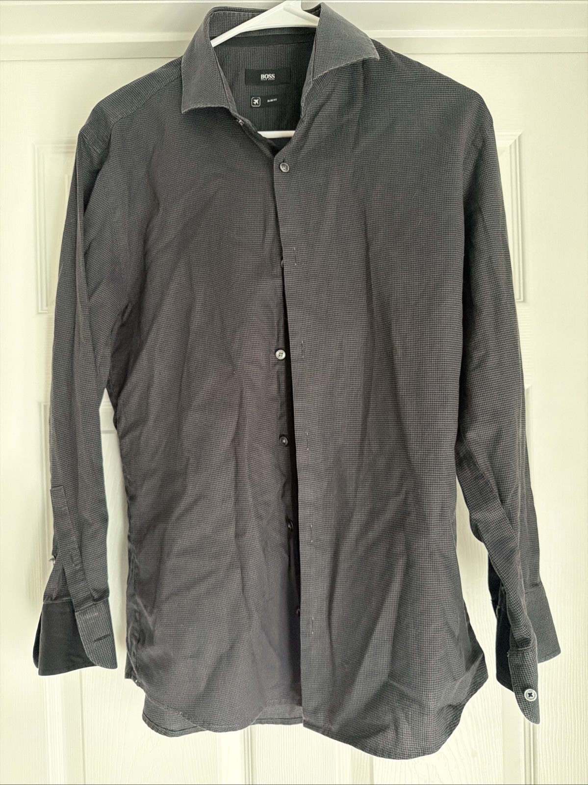 Hugo Boss Slim Fit Dress Shirt Long Sleeve Button Up, Men’s 39, 15 1/2 Black
