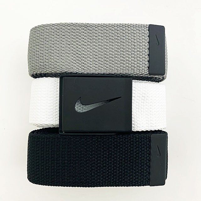 NIKE MENS WEB BELT 3 IN 1 PACK WHITE/GREY/BLACK W/ MATT BLACK HARDWARE NEW 20259