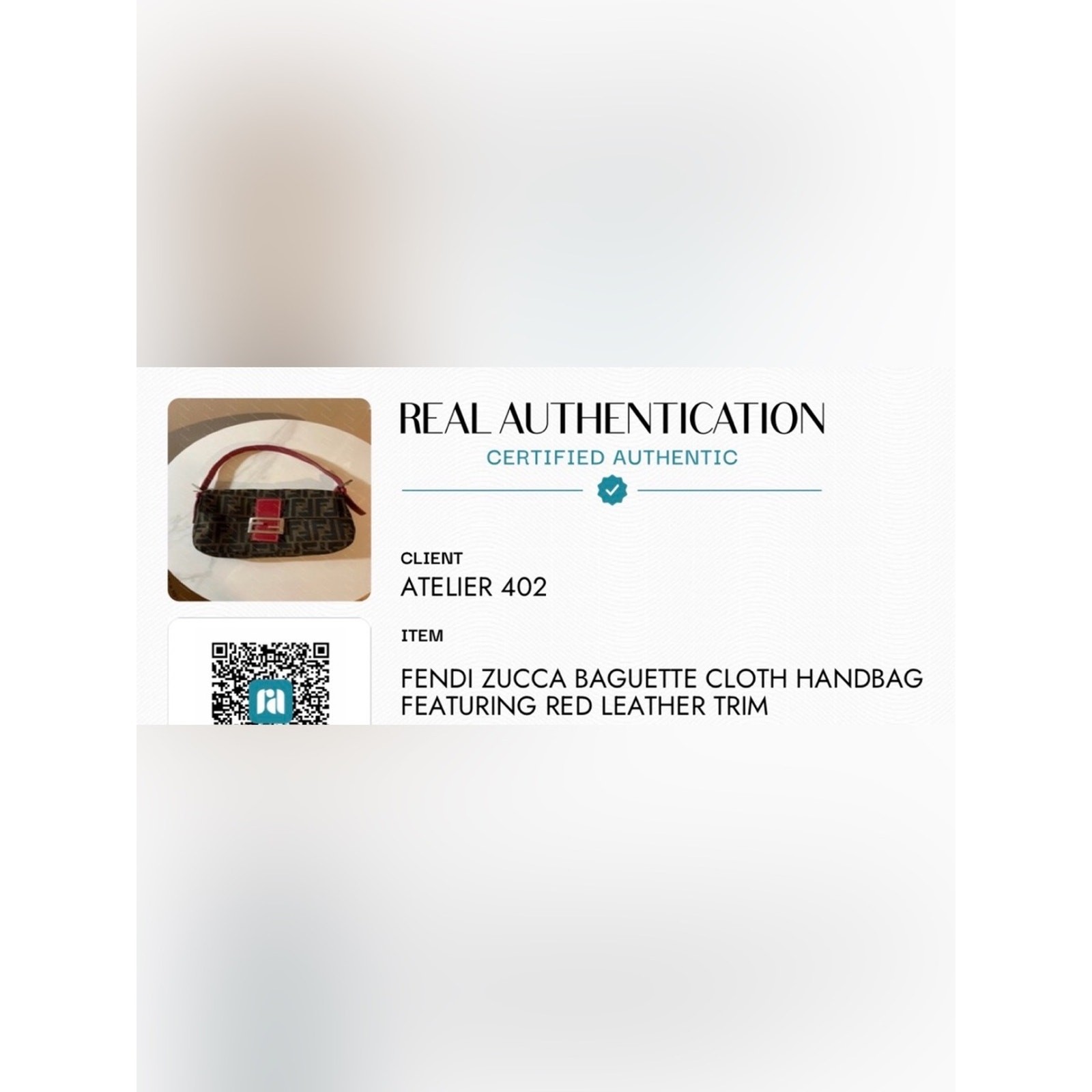 Authentic Fendi Baguette shoulder bag Zucca FF monogram canvas red leather trim