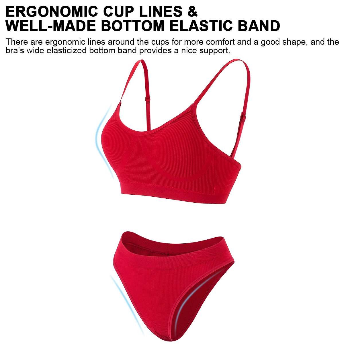 Women’s Push Up Bra And Panty Set Pull Over Bralette Underwear Sport Round Neck