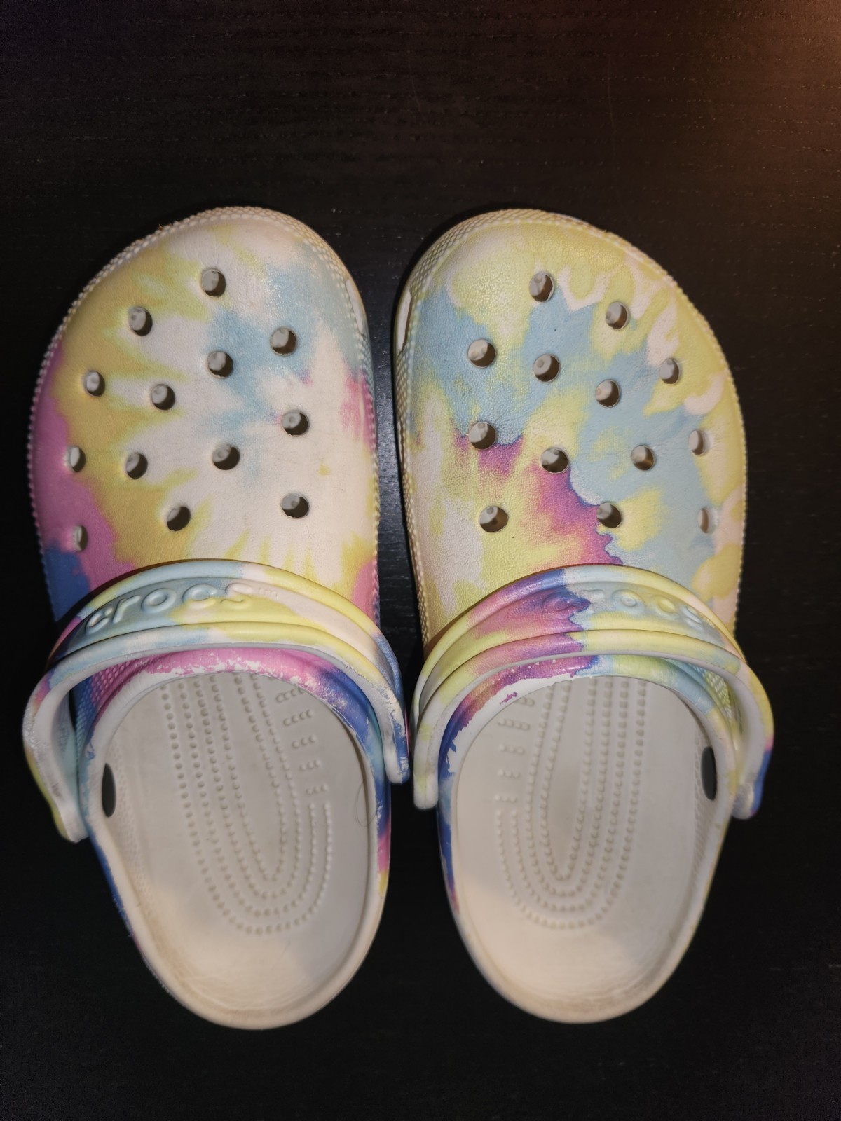 Crocs Classic Clog Unisex W- 8 M-6 Slip On Tie Dye Multicolor Logo Strap