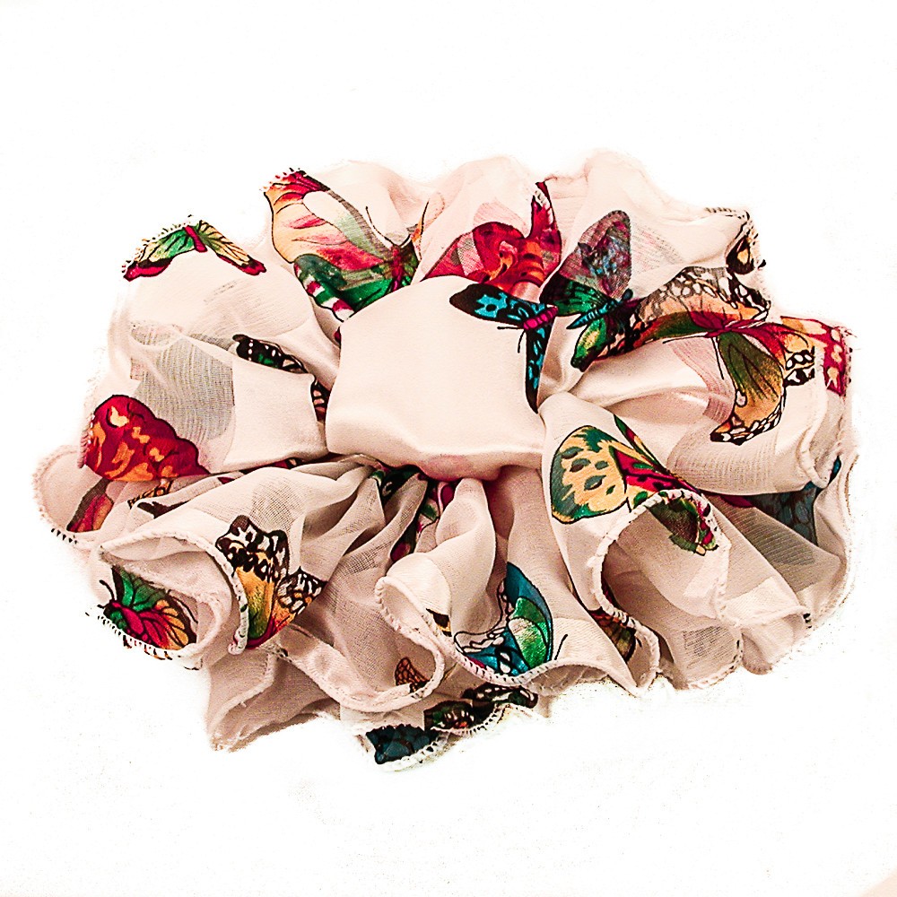 Large Ruffled Solid Color Satin Chiffon Fabric Claw Jaw Clip Hair Bows – H731