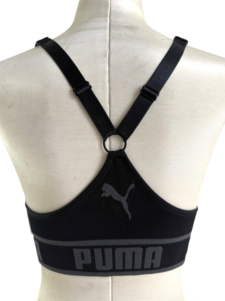 PUMA Sports Bra NEW Padded Seamless Black Women Large Removable Cup Drycell $28