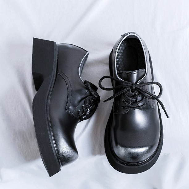 Fashion Men‘s Platform Big Round Toe Leather Derby Shoes Dress Wide Large Size