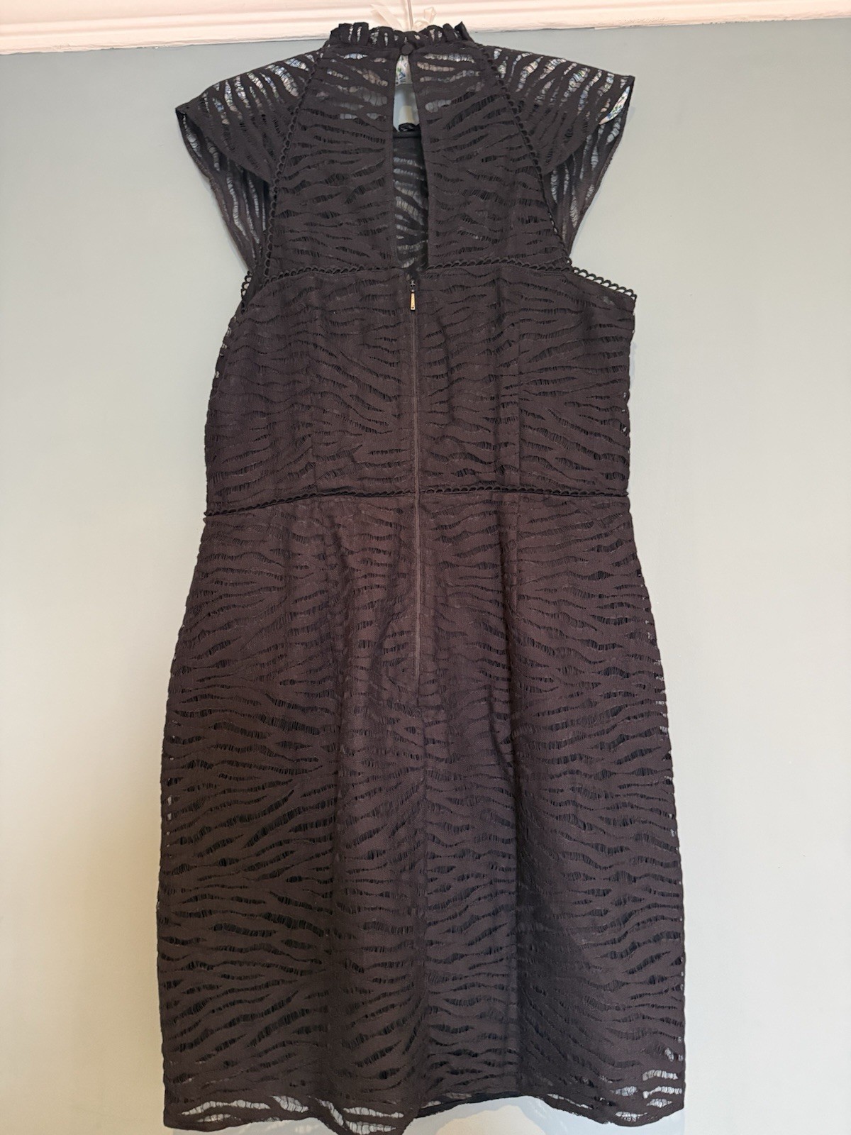 Whistles Black Animal Lace Mini Dress UK 12 NWOT Cocktail Party LBD