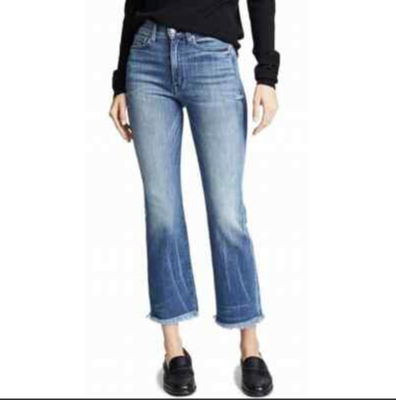 AYR Jeans Bomb Pop woman 27, dark blue, cropped, stretch, raw hem, mid rise
