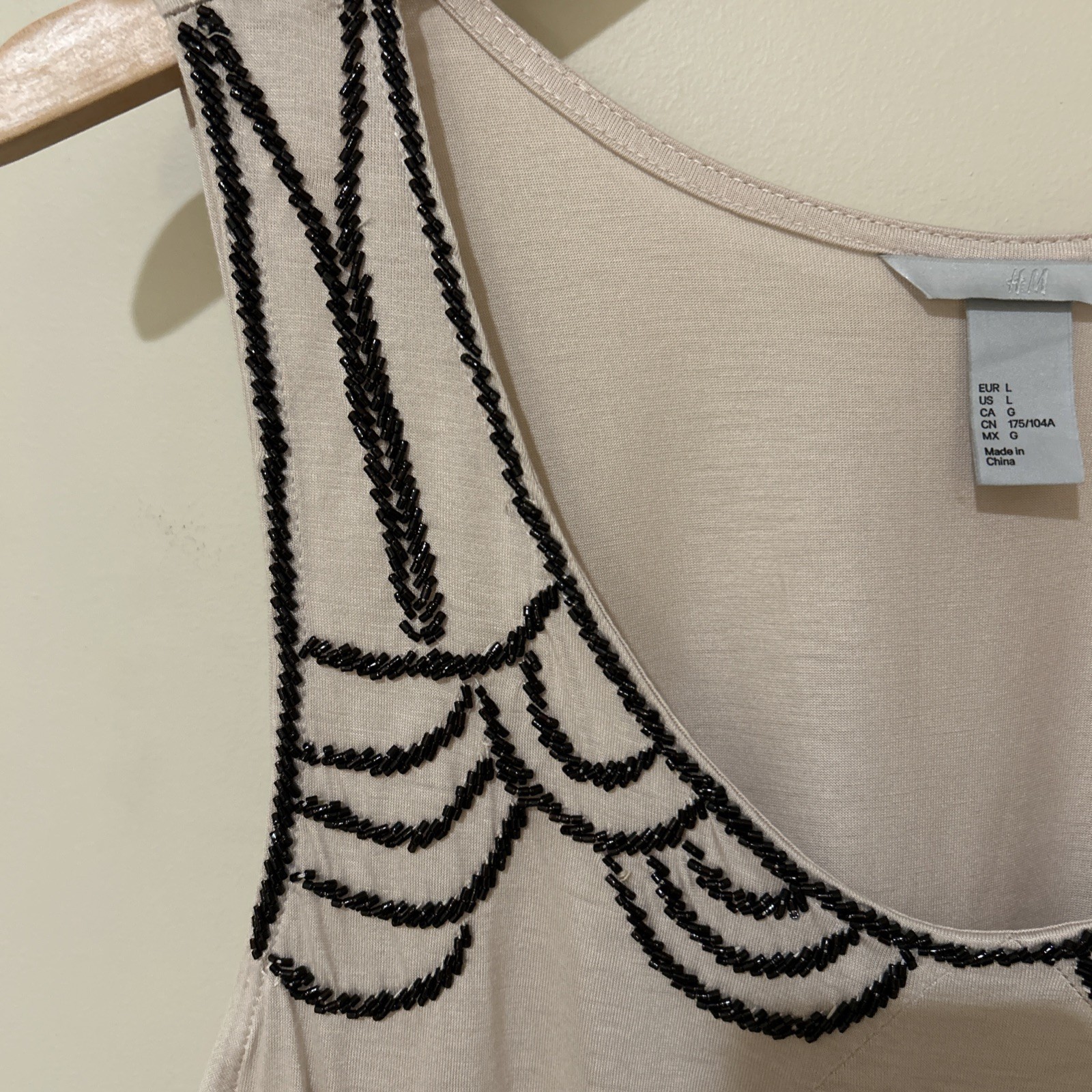 H & M Beige Beaded Sleeveless Top Size L