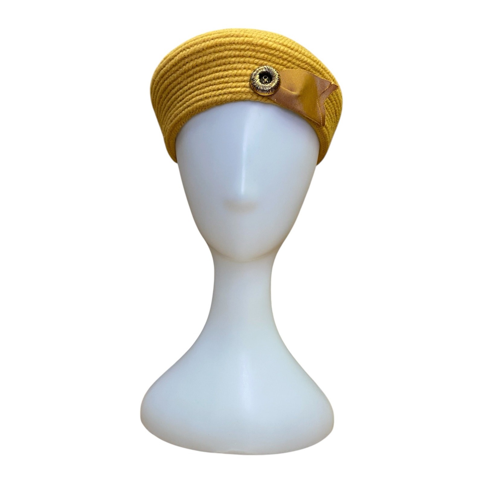 1960s Golden Yellow Pillbox Hat Everitt Original Woven Tilt Hat