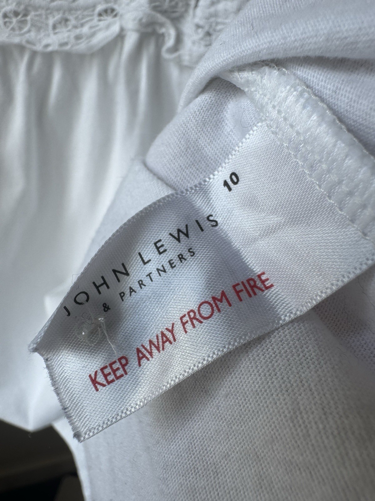 John Lewis White 100% Cotton Broderie Lace Trim Sleeveless Vest Top UK 10